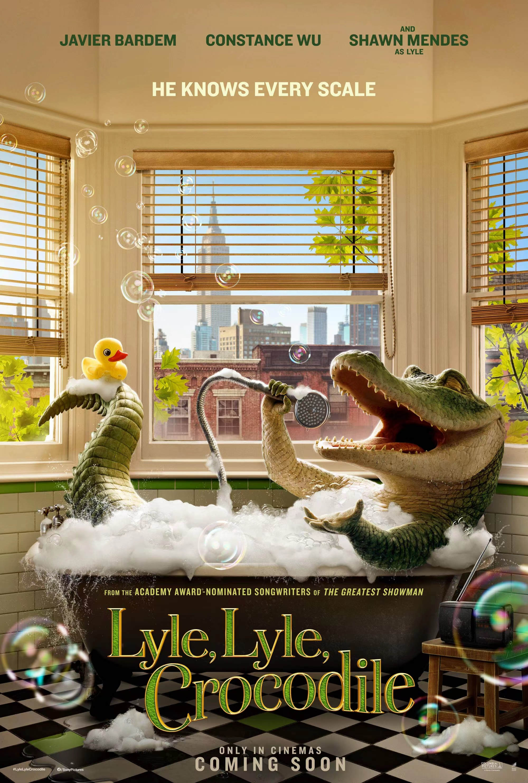 电影《鳄鱼莱莱》发布首款海报 莱莱火力全开化身“浴室歌神”