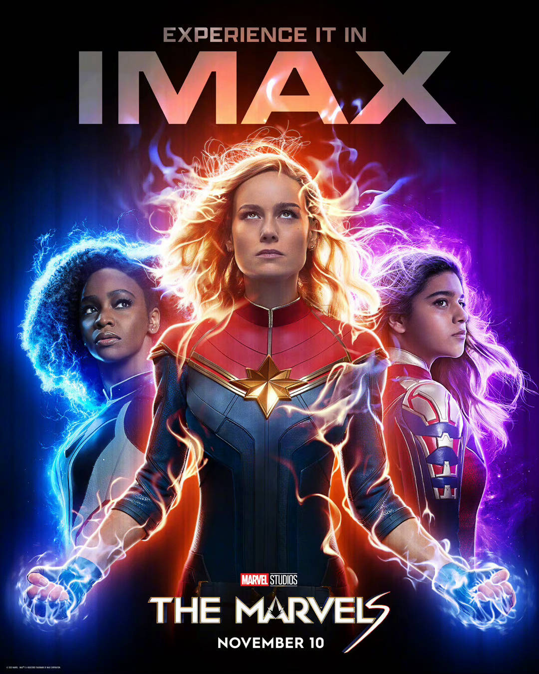 漫威新片《惊奇队长2》曝IMAX海报及预告 惊奇队长携光系女英雄集结亮相 