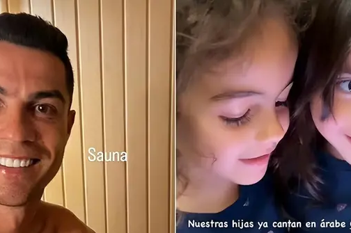 C罗两个女儿太漂亮！肤白貌美大眼睛 男球迷想喊C罗“老丈人”