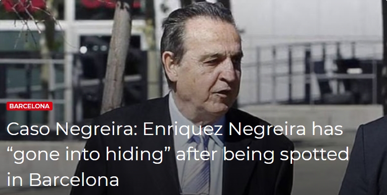 西媒：私家侦探称内格雷拉已离开巴塞罗那，仍在西班牙东躲西藏