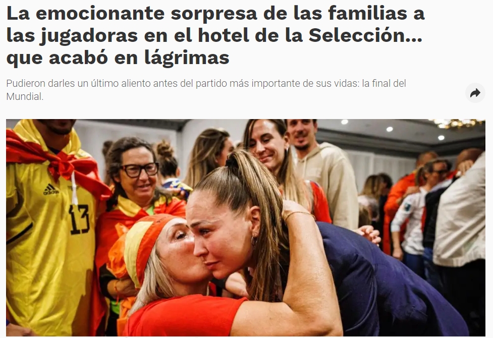 惊喜满满！西班牙足协安排女足队员决赛前和家人们见面