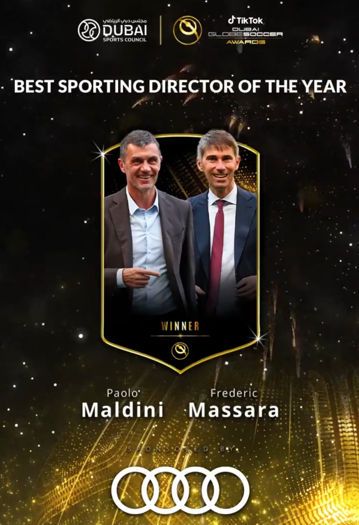 官方：馬爾蒂尼&馬薩拉榮獲環足獎年度最佳總監