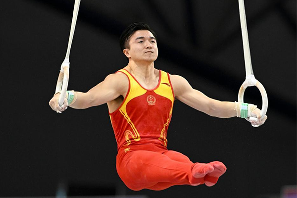 体操世界杯刘洋吊环夺冠！