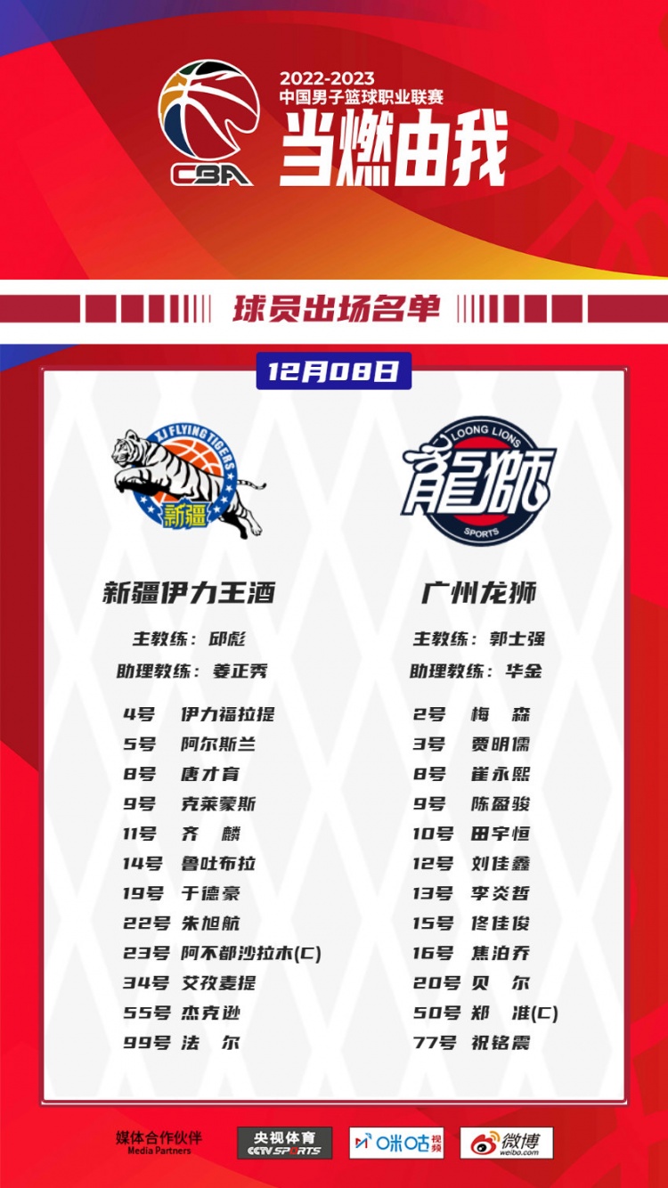 新疆VS广州大名单：阿不都&陈盈骏领衔 林书豪无缘入选