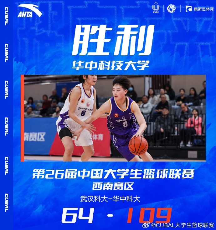 CUBAL刘贝26+7高建军19+19华中科大击败武汉科大