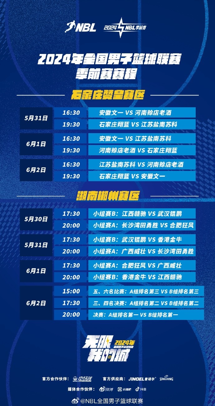 2024年NBL季前赛将于今日在湖南郴州赛区打响