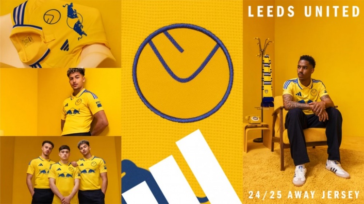 利兹联发布新赛季客场球衣：主体黄色，笑脸图案作为队徽图案