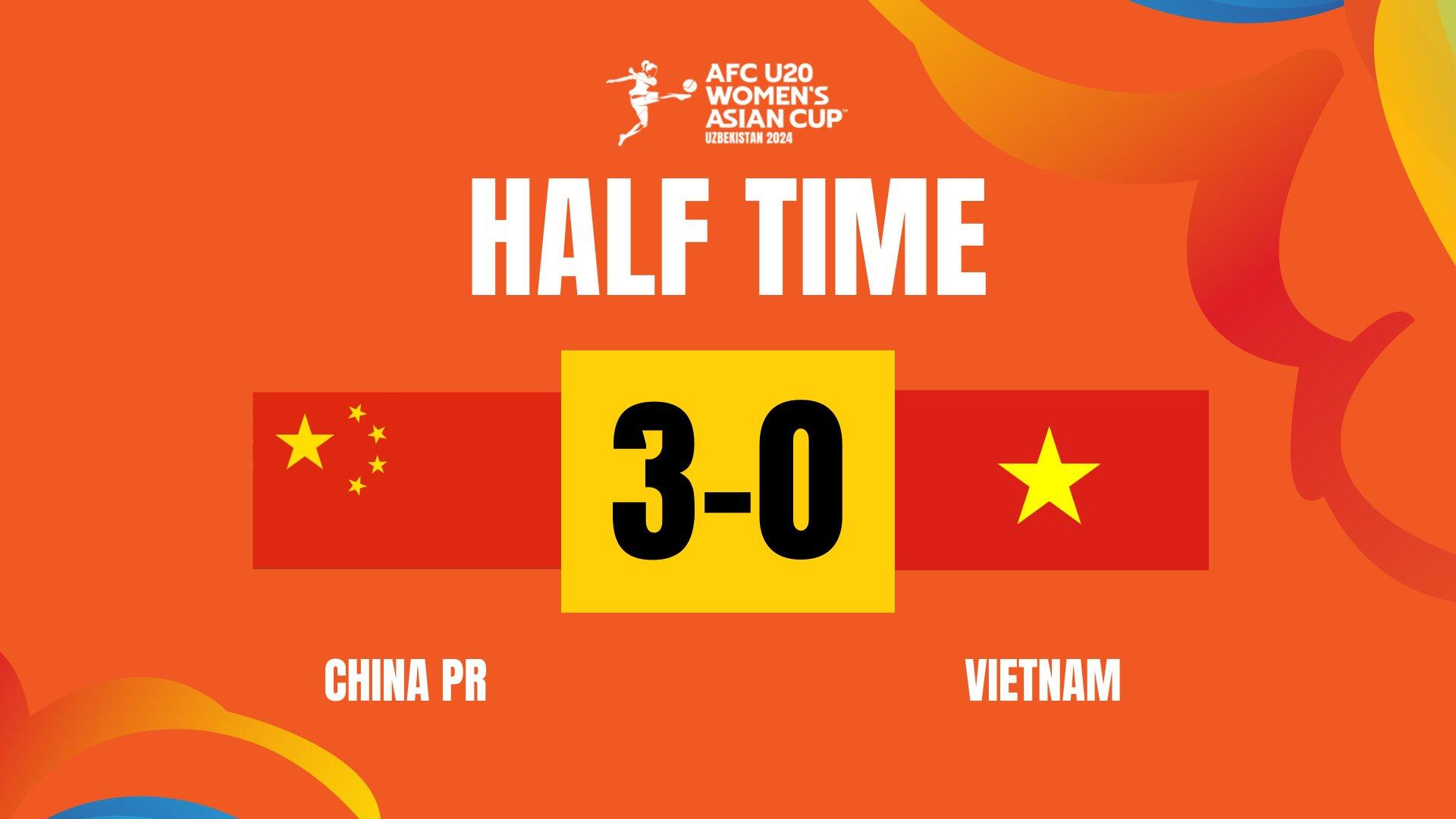 半场中国女足U20暂30越南&按此比分无法出线另一场朝鲜10领先