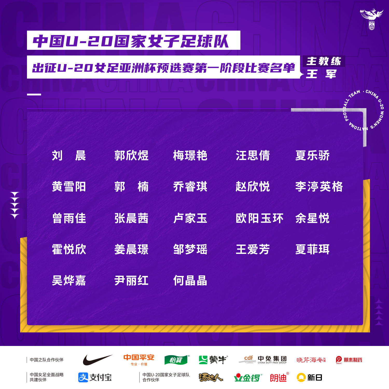 U20女足飞赴老挝万象，参加即将开赛的U20女足亚洲杯预选赛