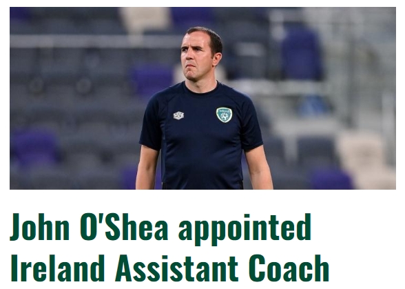 官方：曼联名宿奥谢加入爱尔兰国家队教练组，担任助理教练