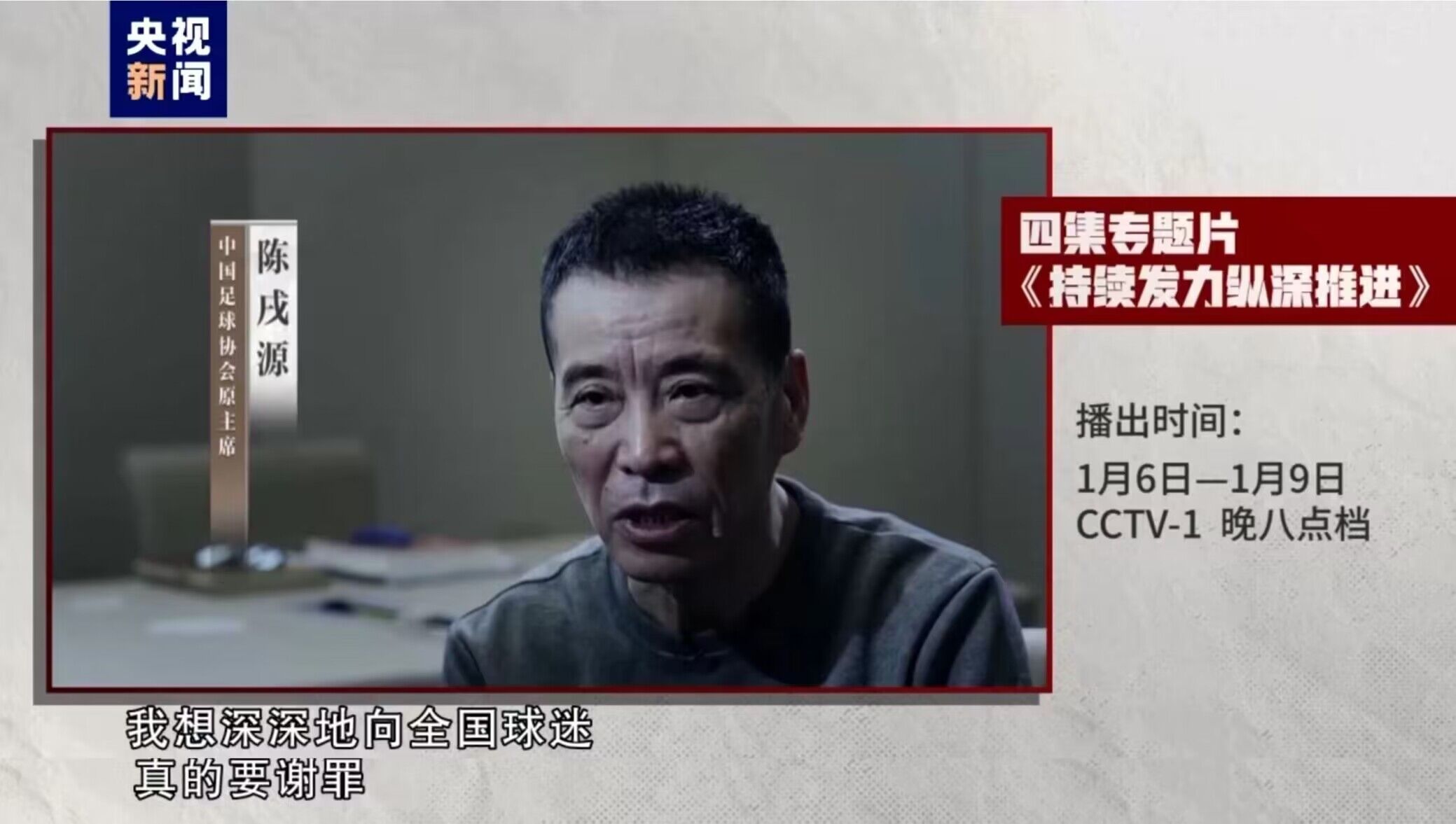 陈戌源：我想深深地向全国球迷谢罪