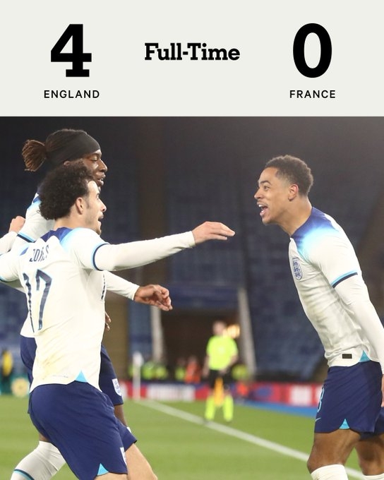 马杜埃凯1射2传史密斯-罗破门 英格兰U21队4-0大胜法国U21队
