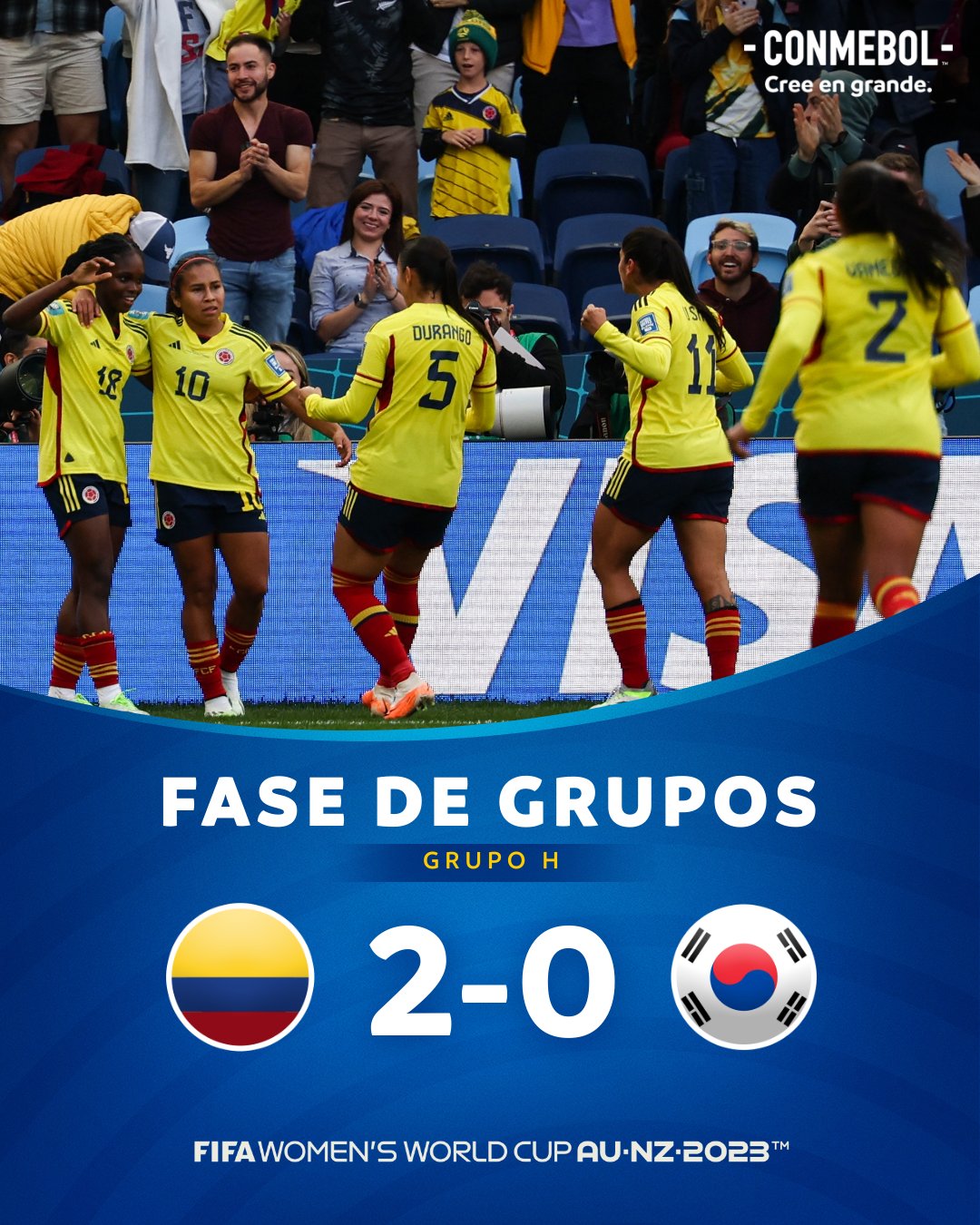 哥伦比亚女足两球胜韩国女足，队史首次在世界杯揭幕战中取胜