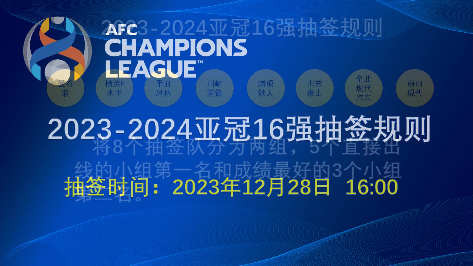 20232024亚冠16强抽签，为方便理解，我做了个ppt说明抽签规则